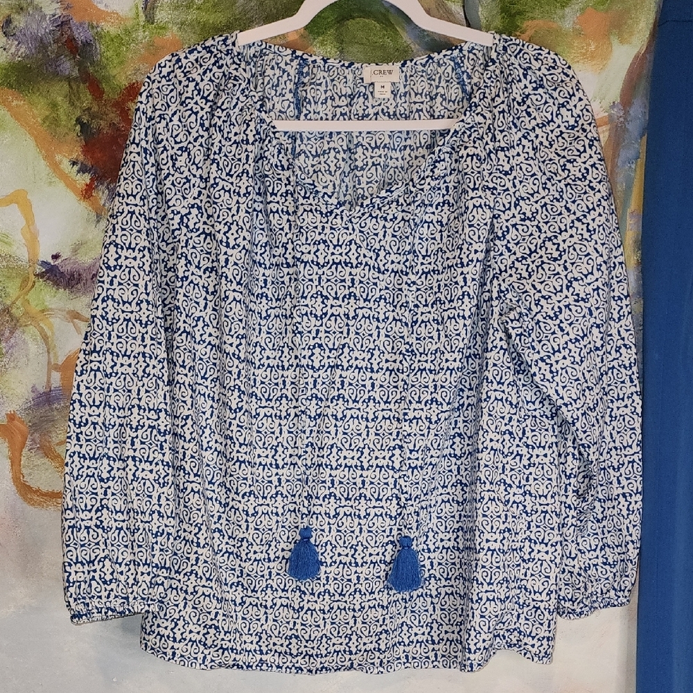 J. Crew Blue Blouse Lightweight Knit Top